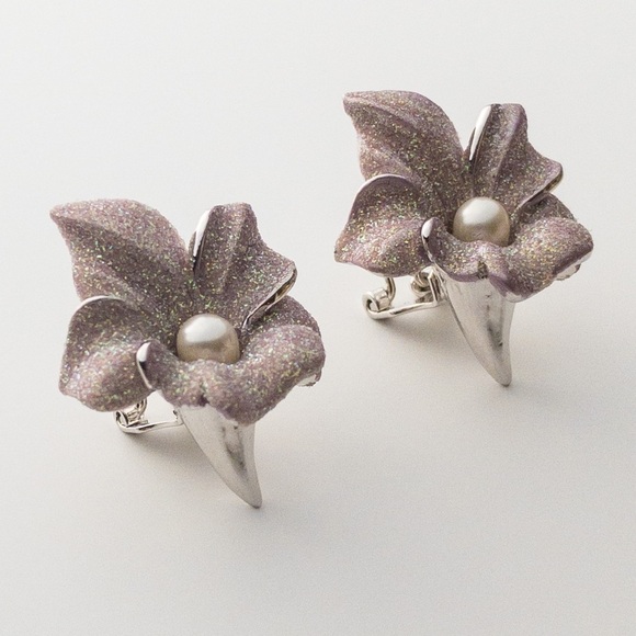 𝅺Vintage Margot Townsend Sparkling Pink Enamel Floral Earring Brooch Jewelry Set - Picture 4 of 16